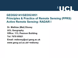 GEOGG141/GEOG3051 Principles & Practice of Remote Sensing (PPRS)