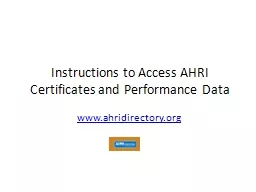Instructions to Access AHRI Certificates and Performance Data