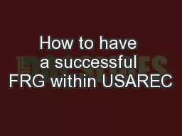 How to have a successful FRG within USAREC