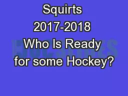 Squirts 2017-2018 Who Is Ready for some Hockey?