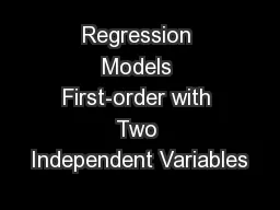 Regression Models First-order with Two Independent Variables