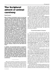 TJ    Viewpoints The Scriptural advent of animal carni