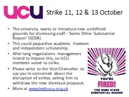 UCU              Strike 11, 12 & 13 October