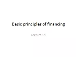 Basic principles of financing