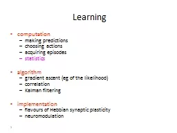 1 Learning computation making predictions