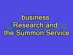 business Research and the Summon Service