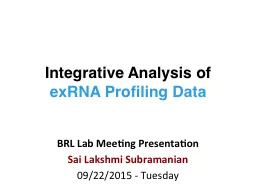 exRNA Profiling Data Submission &