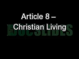 Article 8 – Christian Living