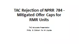 TAC Rejection of NPRR 784 - Mitigated Offer Caps for