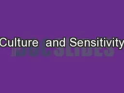 Culture  and Sensitivity