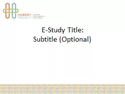E-Study Title:  Subtitle (Optional)