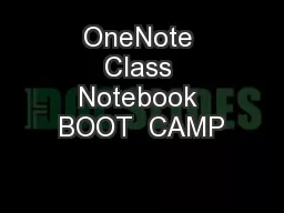 OneNote Class Notebook BOOT  CAMP