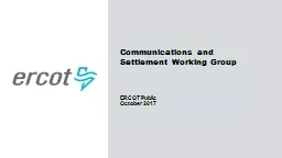 Communications and Settlement Working Group