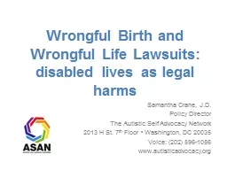 Wrongful Birth and Wrongful Life Lawsuits: