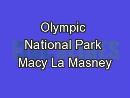 Olympic National Park Macy La Masney
