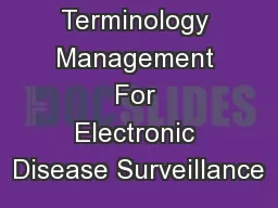 Terminology Management For Electronic Disease Surveillance
