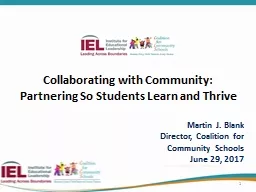 Collaborating with Community:  Partnering So Students Learn and Thrive