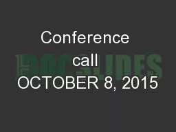 Conference call OCTOBER 8, 2015