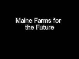 Maine Farms for the Future