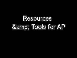 Resources & Tools for AP