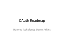 OAuth  Roadmap Hannes Tschofenig, Derek Atkins