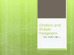 Citations and  A nalysis