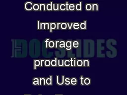 A Report of Training  Conducted on Improved forage production and Use to Dairy Farmers