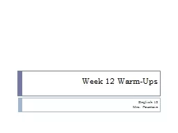 Week  12   Warm-Ups English 12