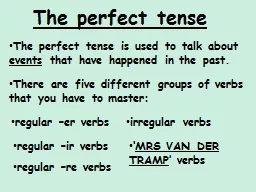 The perfect tense is used to talk about