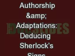 ShannonMcKemie.com  Authorship & Adaptations: Deducing  Sherlock’s Signs Facebook
