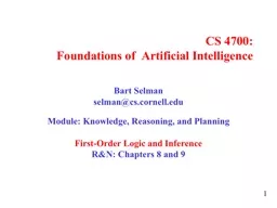 CS 4700: Foundations of  Artificial Intelligence