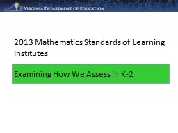 2013 Mathematics Standards of Learning Institutes
