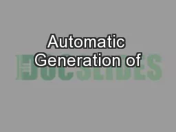 Automatic Generation of