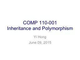 COMP 110-001 Inheritance and Polymorphism