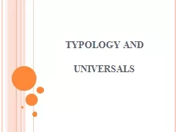 TYPOLOGY  AND   UNIVERSALS