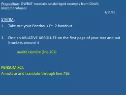 Propositum : DWBAT translate unabridged excerpts from Ovid’s