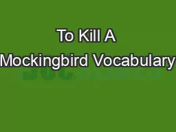 To Kill A Mockingbird Vocabulary