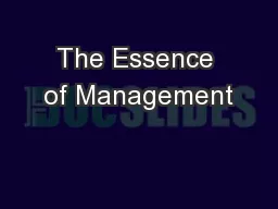 The Essence of Management