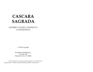 CASCARA SAGRADA NATURES GENTLE ANSWER TO CONSTIP ATION