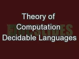 Theory of Computation Decidable Languages