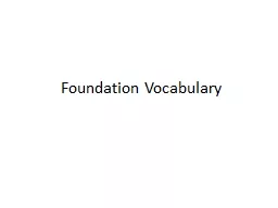 Foundation Vocabulary undefined terms
