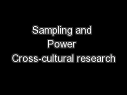 Sampling and Power Cross-cultural research