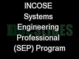 INCOSE Systems Engineering Professional (SEP) Program