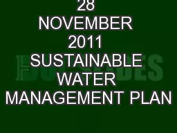 28 NOVEMBER 2011 SUSTAINABLE WATER MANAGEMENT PLAN