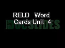 RELD   Word Cards Unit  4