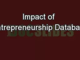 Impact of Entrepreneurship Database