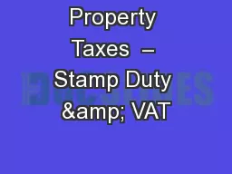 Property Taxes  – Stamp Duty & VAT