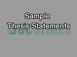Sample Thesis Statements