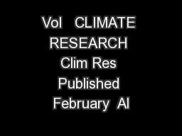 Vol   CLIMATE RESEARCH Clim Res Published February  Al