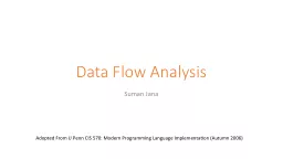 Data Flow Analysis Suman Jana